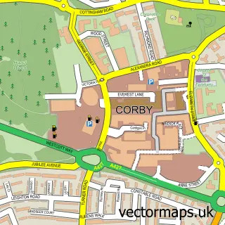 Street map sample of Corby, Northamptonshire
