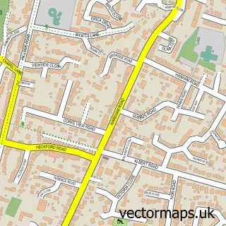Street map sample of Corfe Mullen, Dorset