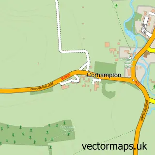 Street map sample of Corhampton, Hampshire