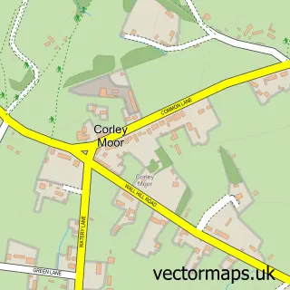 Street map sample of Corley Moor, Warwickshire