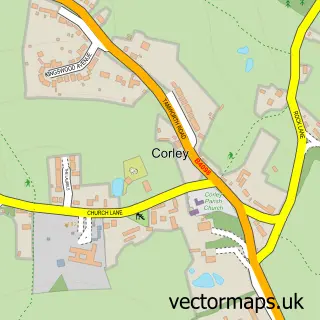 Street map sample of Corley, Warwickshire