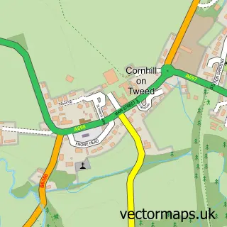 Street map sample of Cornhill on Tweed, Northumberland