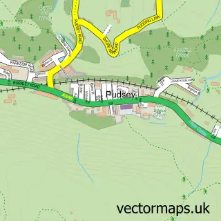 Street map sample of Cornholme, West Yorkshire