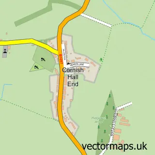 Street map sample of Cornish Hall End, Essex