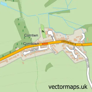 Street map sample of Corntown, South Glamorgan