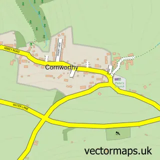 Street map sample of Cornworthy, Devon