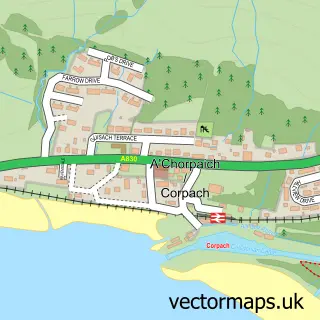 Street map sample of Corpach, Inverness