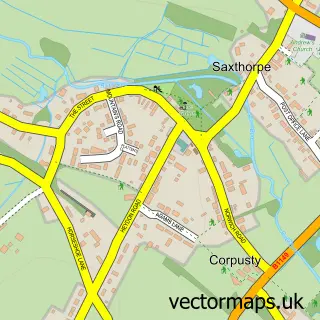 Street map sample of Corpusty, Norfolk