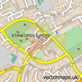 Street map sample of Corringham, Essex