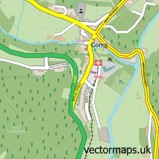 Street map sample of Corris, Gwynedd