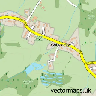 Street map sample of Corscombe, Dorset