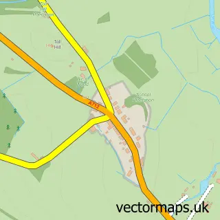 Street map sample of Corsock, The Stewartry of Kirkcudbright