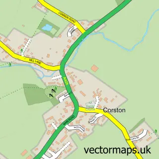 Street map sample of Corston, Wiltshire