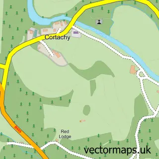 Street map sample of Cortachy, Angus