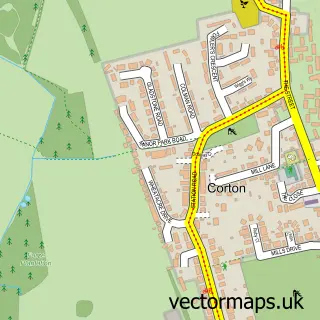 Street map sample of Corton, Suffolk