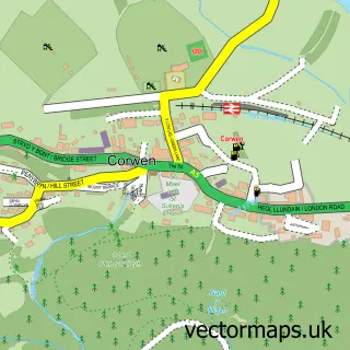 Street map sample of Corwen, Clwyd