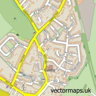 Street map sample of Cosby, Leicestershire