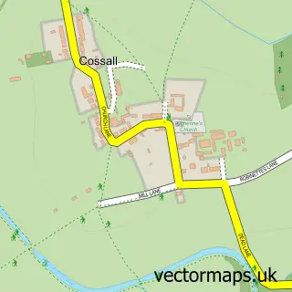 Street map sample of Cossall, Nottinghamshire