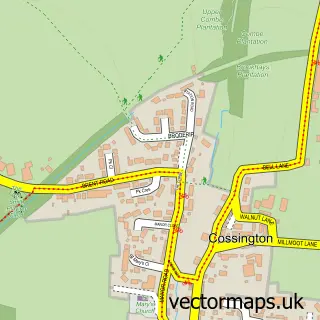 Street map sample of Cossington, Somerset