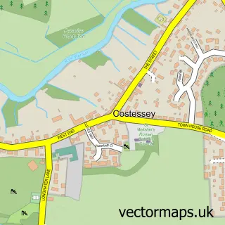 Street map sample of Costessey, Norfolk