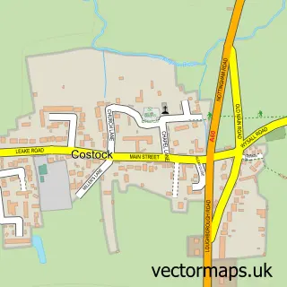 Street map sample of Costock, Nottinghamshire