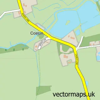 Street map sample of Coston, Norfolk