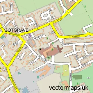 Street map sample of Cotgrave, Nottinghamshire