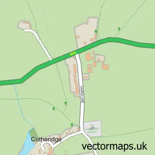 Street map sample of Cotheridge, Worcestershire