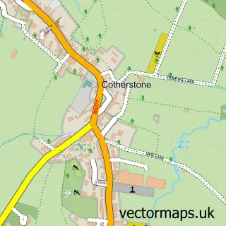 Street map sample of Cotherstone, Durham