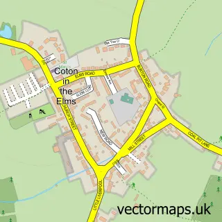 Street map sample of Coton in the Elms, Derbyshire