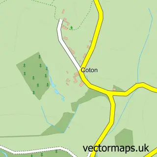 Street map sample of Coton, Northamptonshire