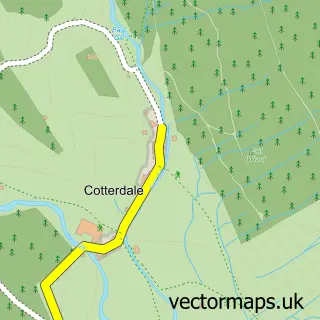 Street map sample of Cotterdale, North Yorkshire