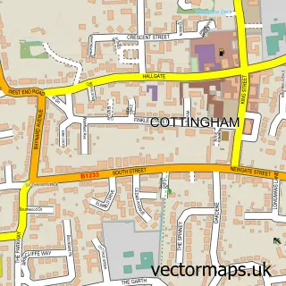 Street map sample of Cottingham, East Riding of Yorkshire