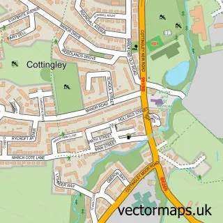 Street map sample of Cottingley, West Yorkshire