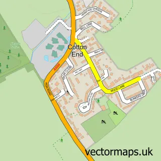 Street map sample of Cotton End, Bedfordshire