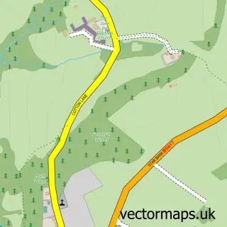 Street map sample of Cotton, Staffordshire