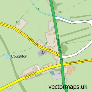 Street map sample of Coughton, Warwickshire