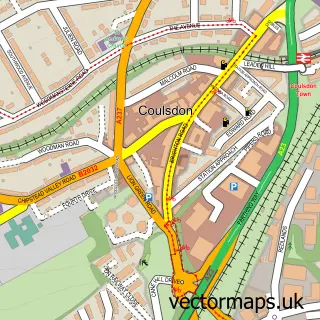 Street map sample of Coulsdon, Greater London