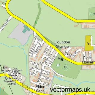 Street map sample of Coundon Grange, Durham