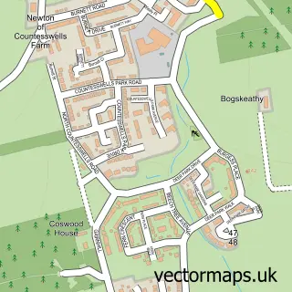 Street map sample of Countesswells, City of Aberdeen