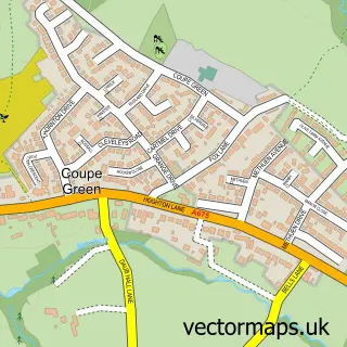 Street map sample of Coupe Green, Lancashire