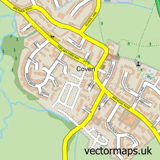 Street map sample of Coven, Staffordshire