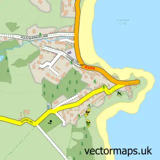 Street map sample of Coverack, Cornwall