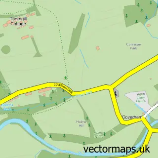 Street map sample of Coverham, North Yorkshire