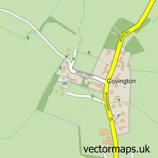 Street map sample of Covington, Cambridgeshire
