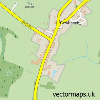 Street map sample of Cowbeech, East Sussex