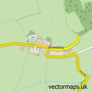 Street map sample of Cowesby, North Yorkshire