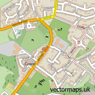 Street map sample of Cowie, Stirling and Falkirk