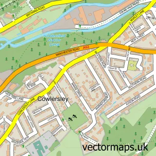 Street map sample of Cowlersley, West Yorkshire