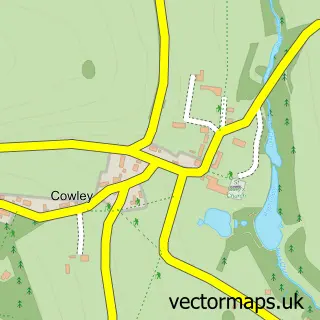 Street map sample of Cowley, Gloucestershire